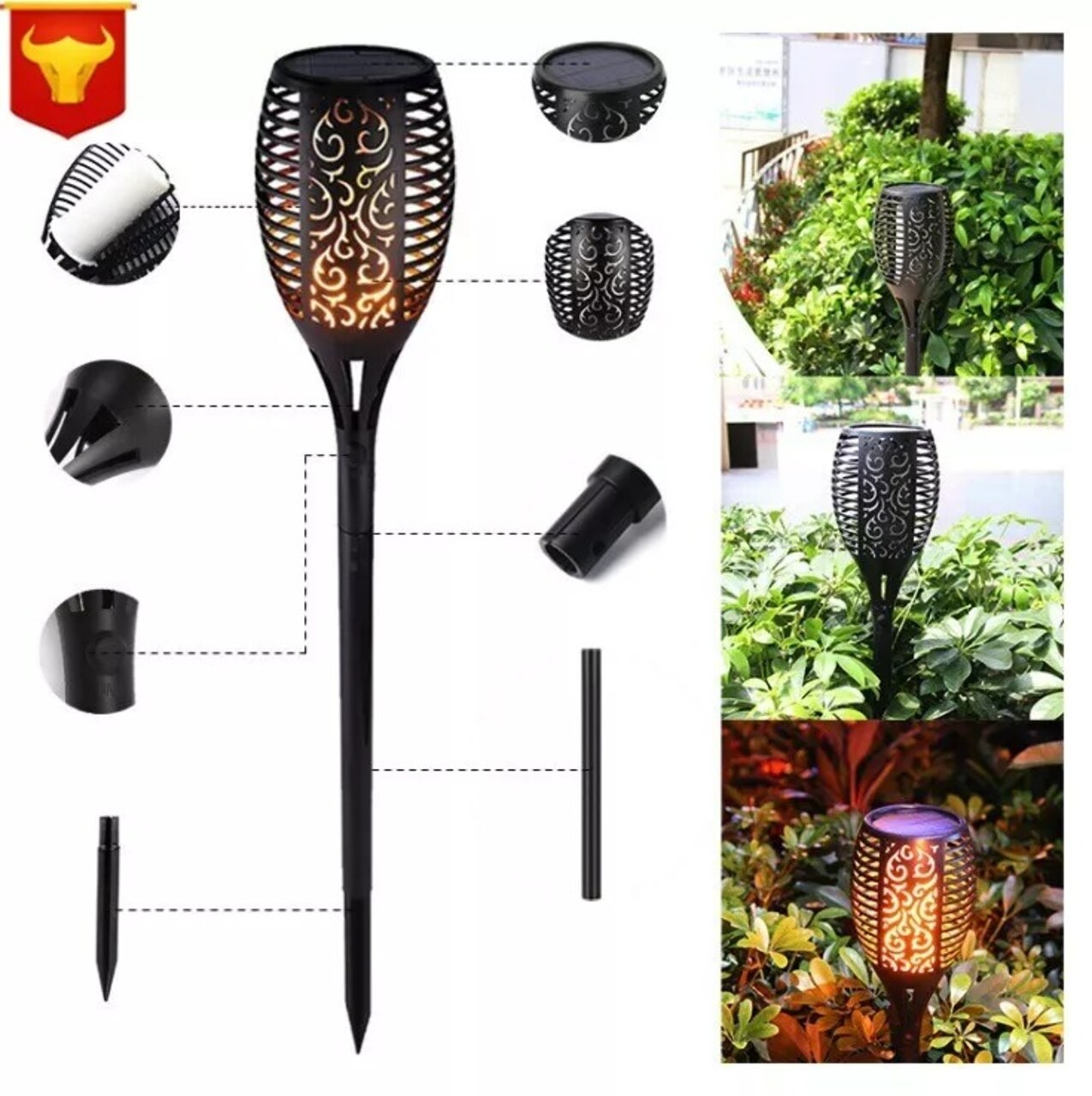 Solar Outdoor LED Landscape Flame Torch Garden Yard Pathway Decor Candle Light
